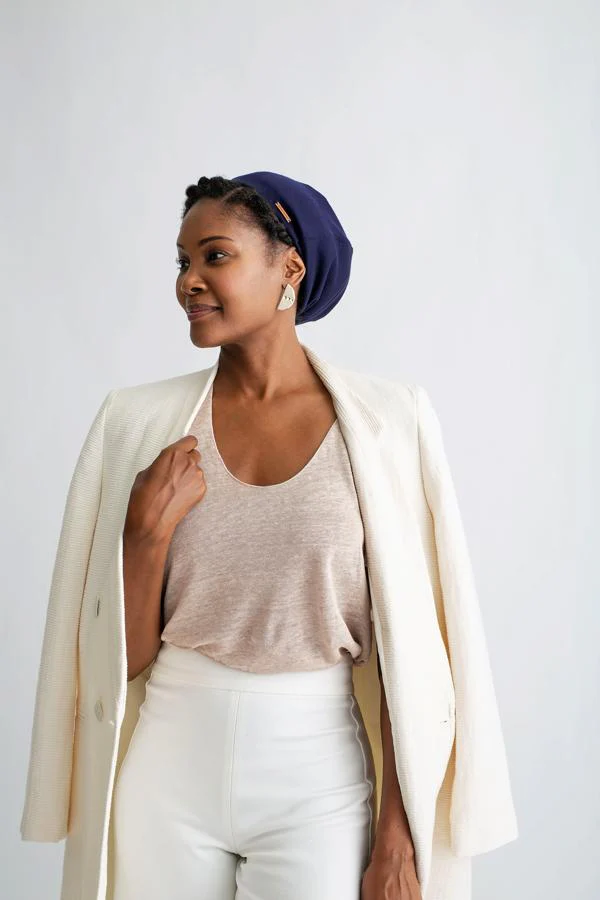 Navy Adjustable Slap | Satin-Lined Cap - Image 3