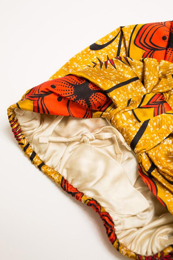 All Silk Turban - Mustard Floral - Image 6