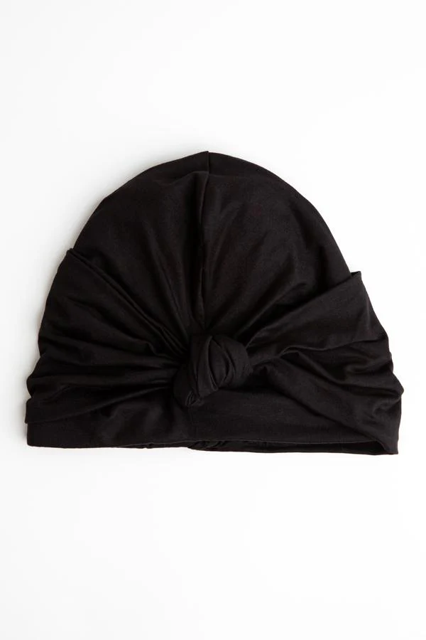Black Satin-Lined Knot Turban - Image 5