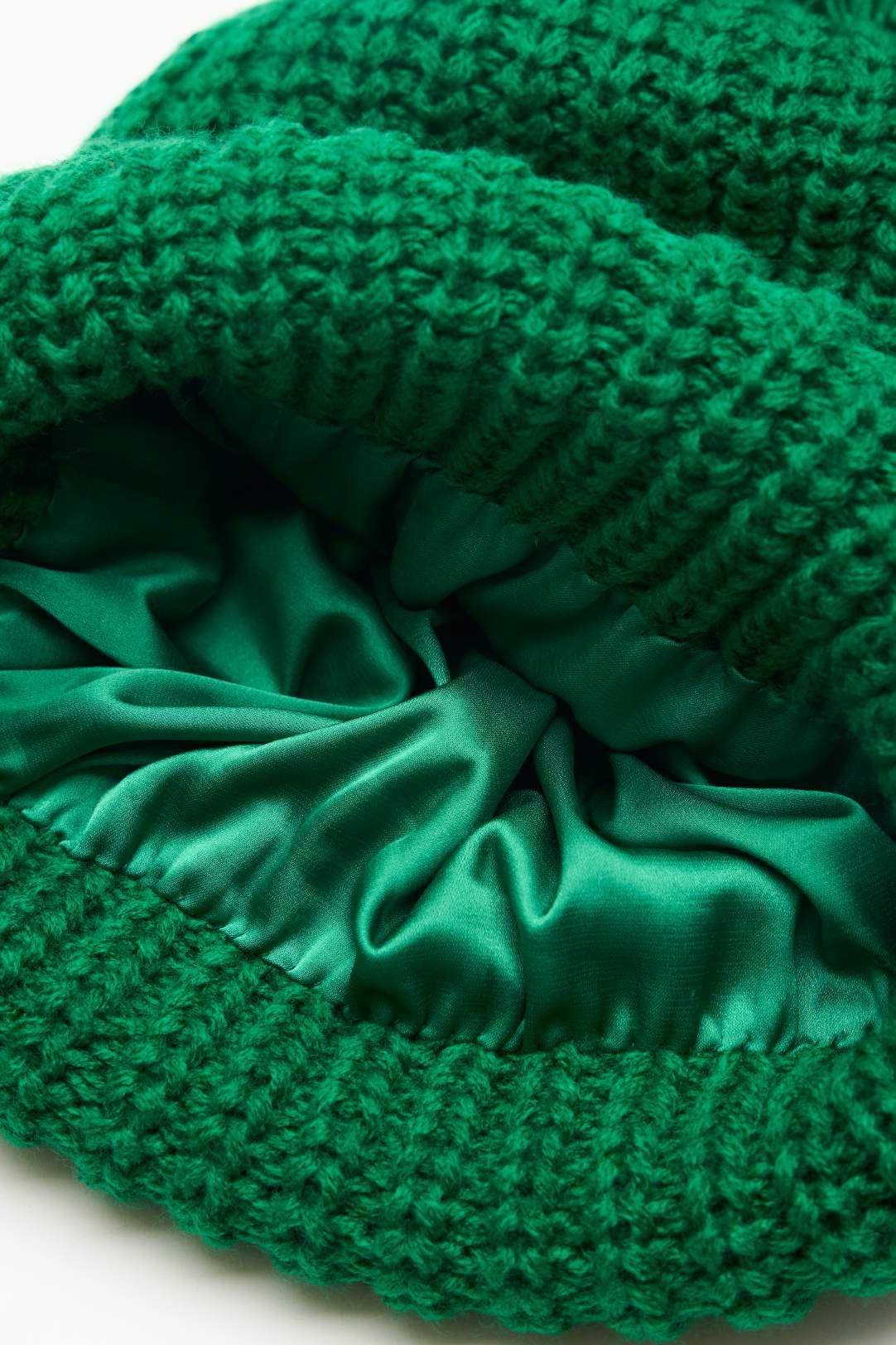 Blue Spruce Chunky Knit Satin-Lined Beanie - Image 4