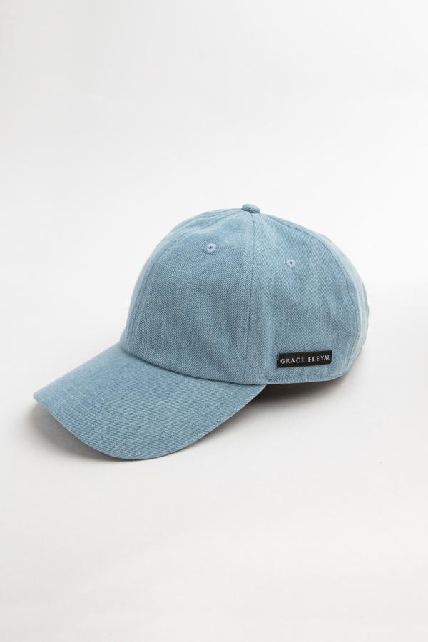 Light Denim Satin-Lined Baseball Hat - Image 3