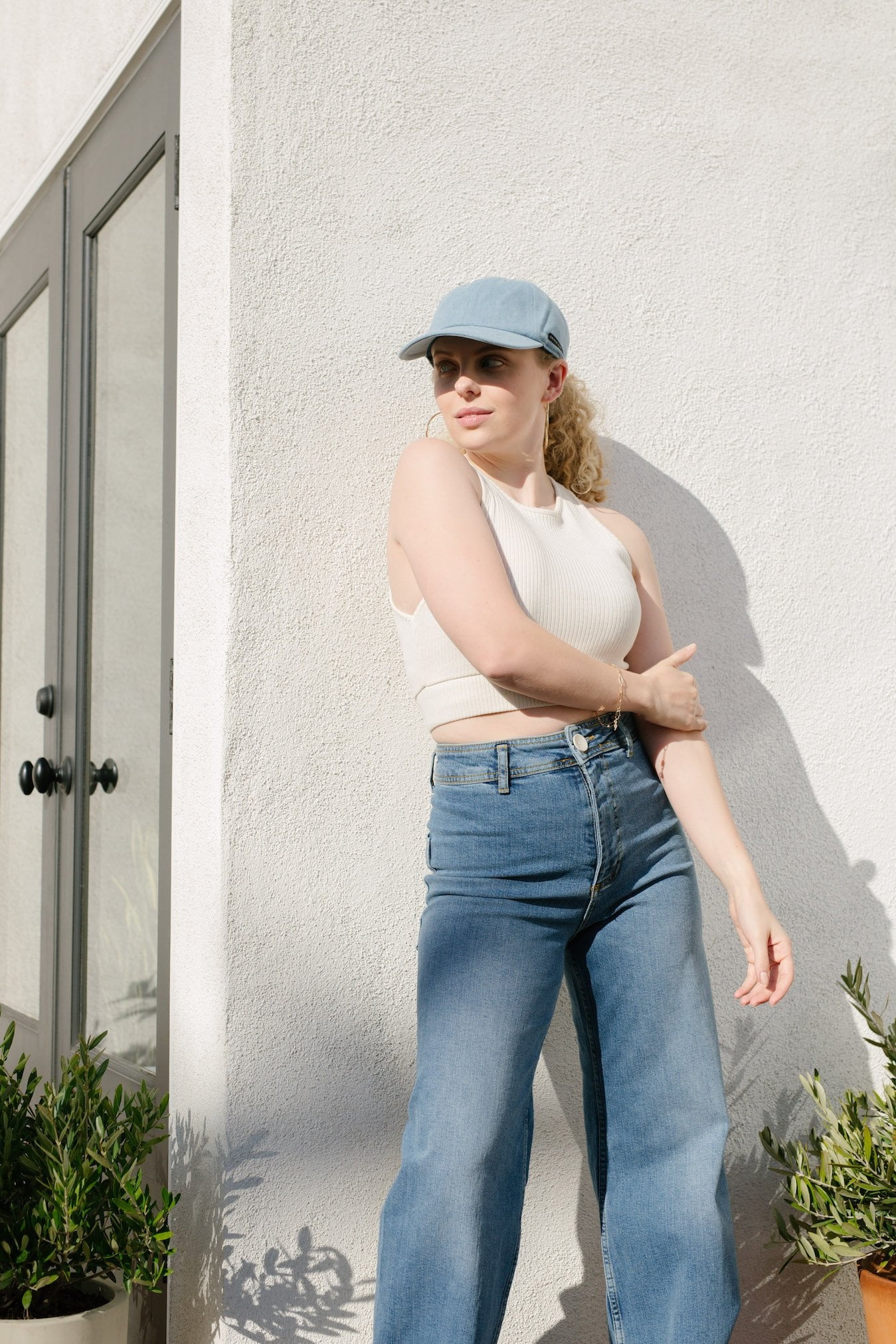 Light Denim Satin-Lined Baseball Hat - Image 4