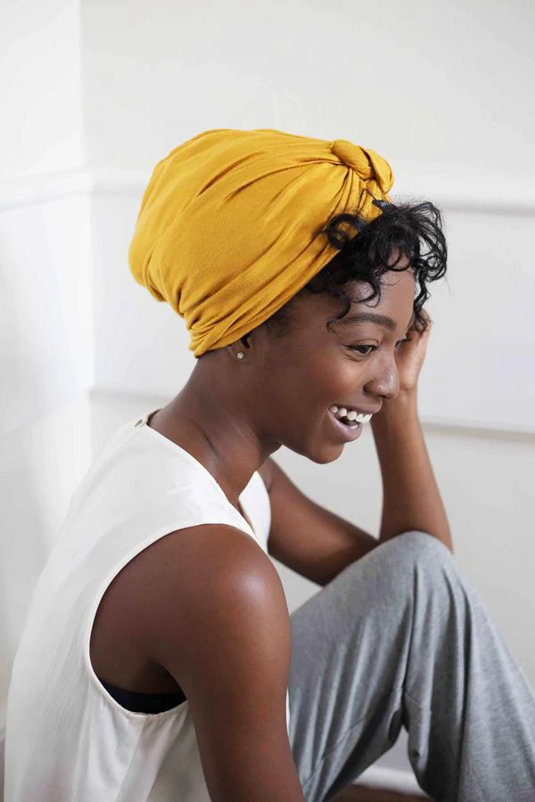 Mustard Satin-Lined Knot Turban - Image 3