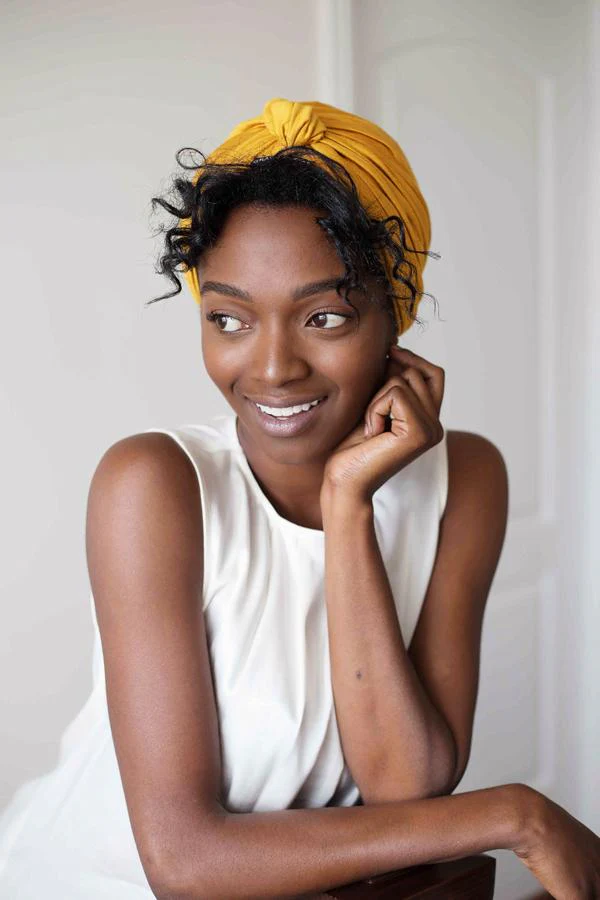 Mustard Satin-Lined Knot Turban - Image 4