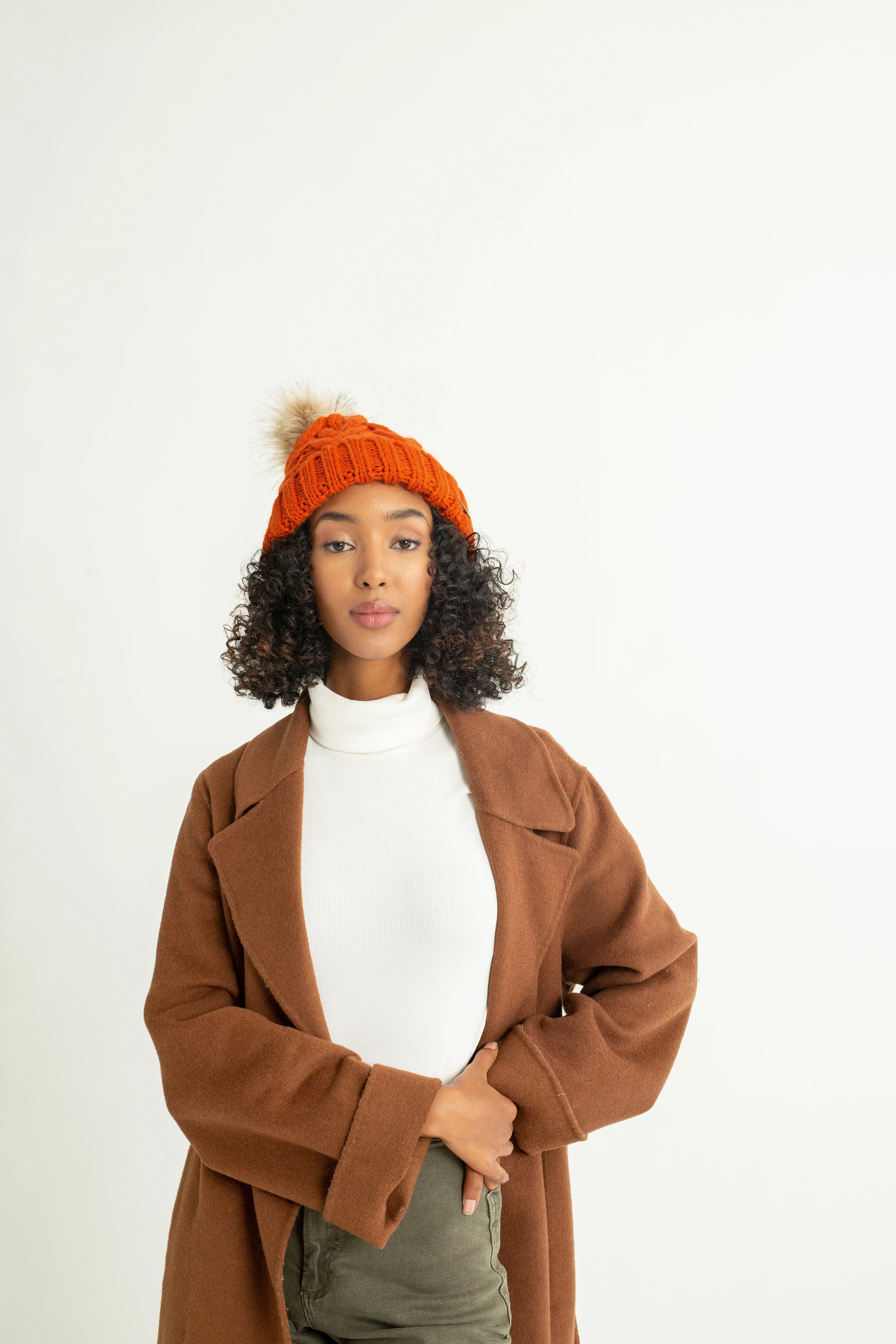 Orange Foldover Warm Slap w/ Pom - Image 3