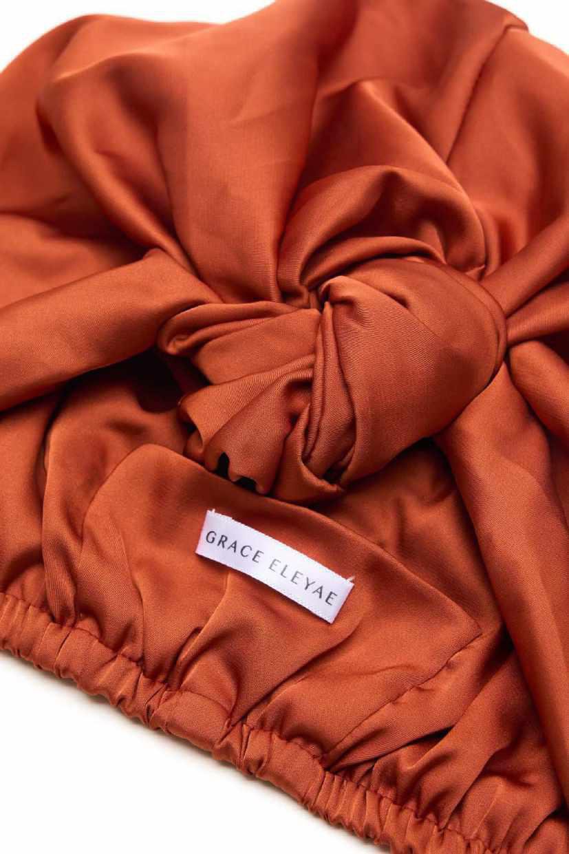 Rust All-Satin Knot Turban - Image 7