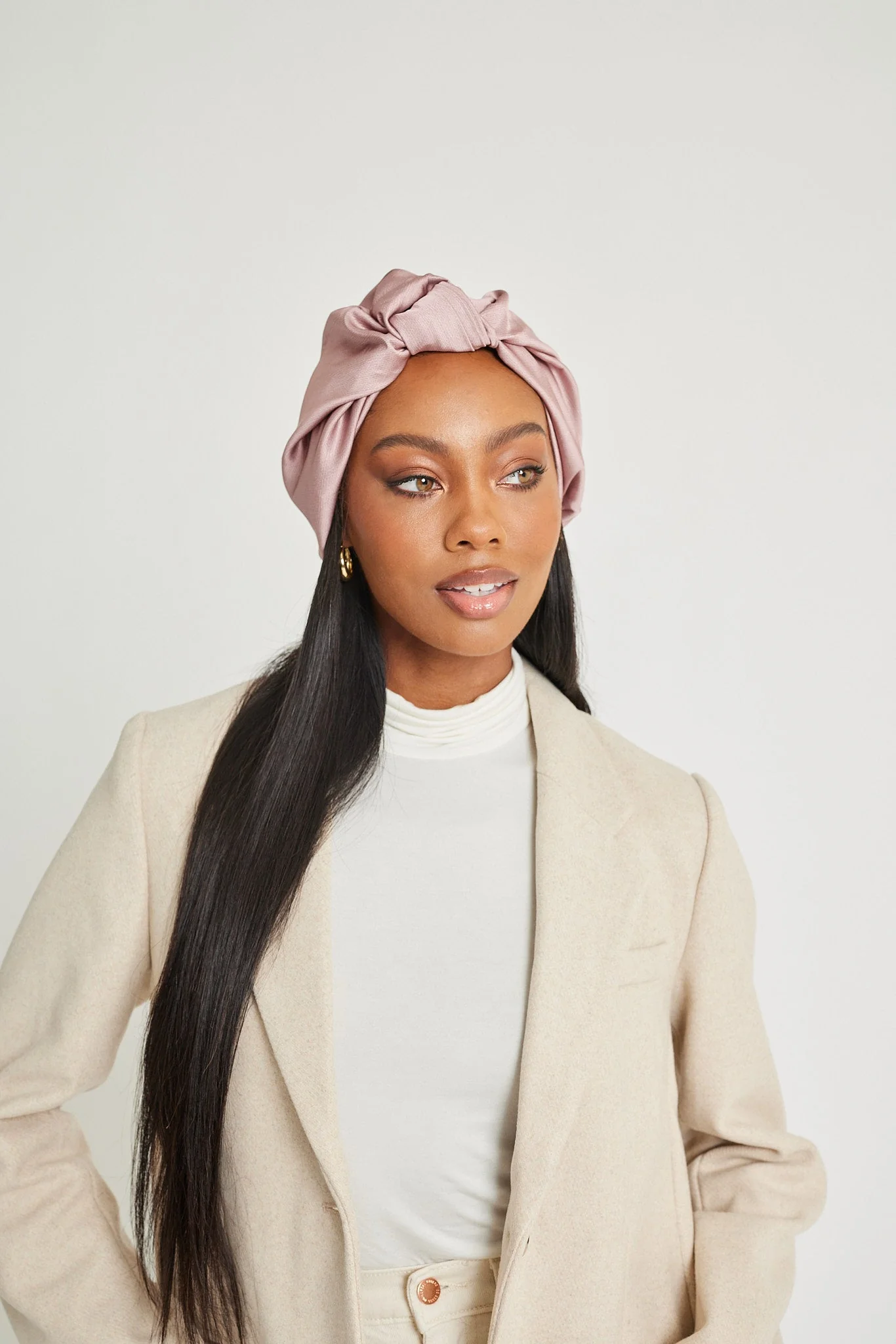 Speckled Blush All-Satin Knot Turban - Image 4